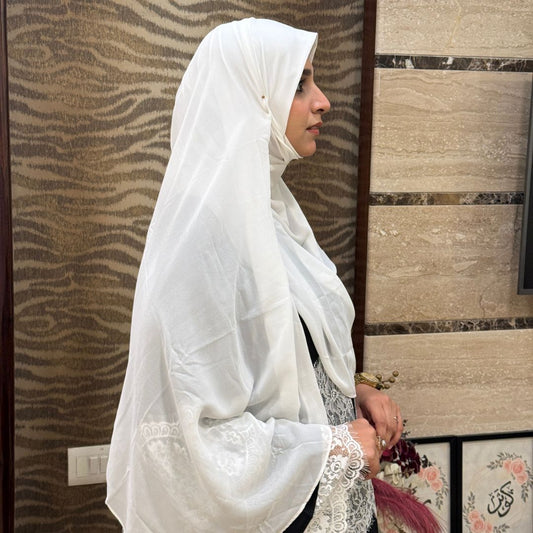 Instant Malaysian Georgette White Hijab