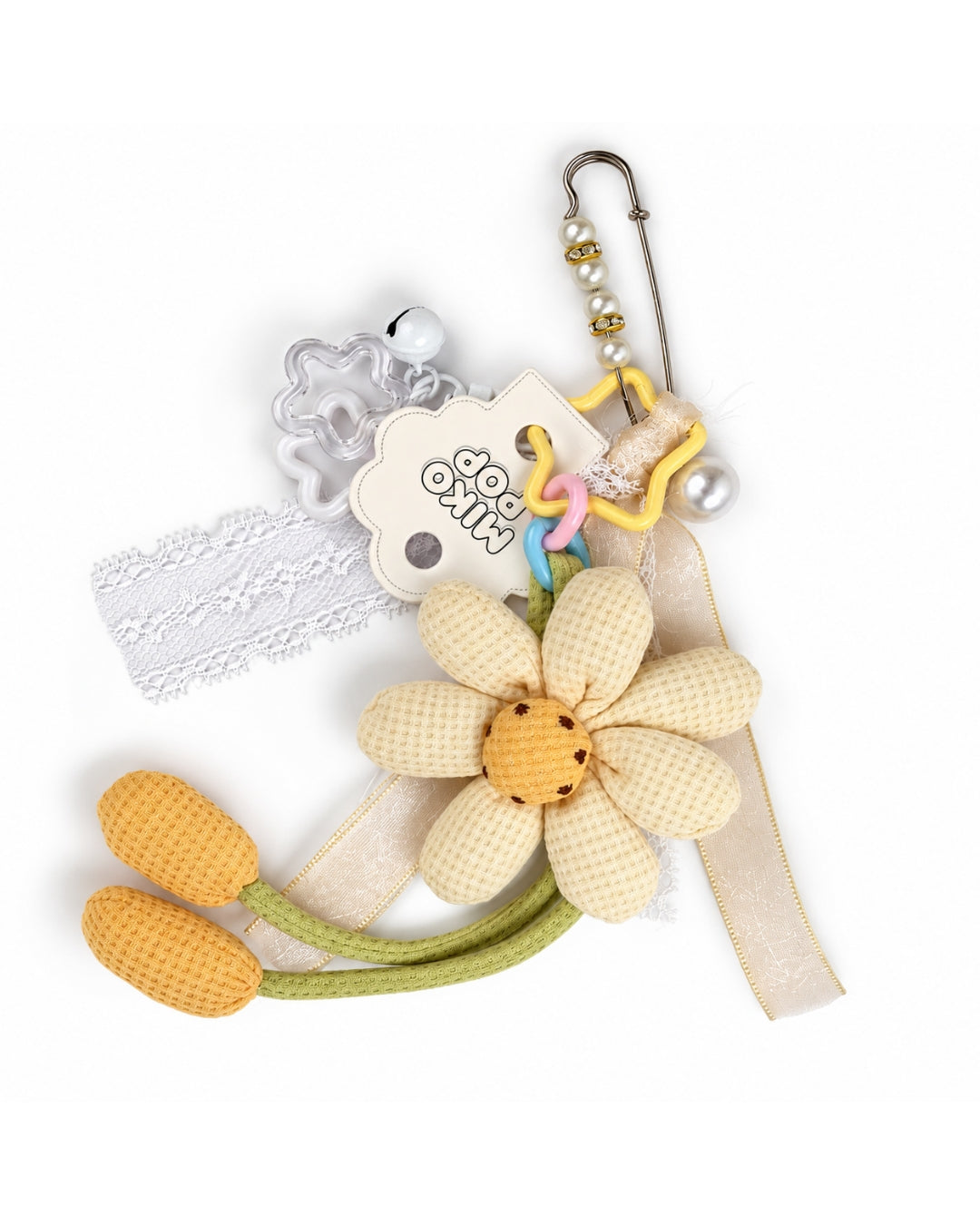 Yellow Daisy Floral Charm Keychain