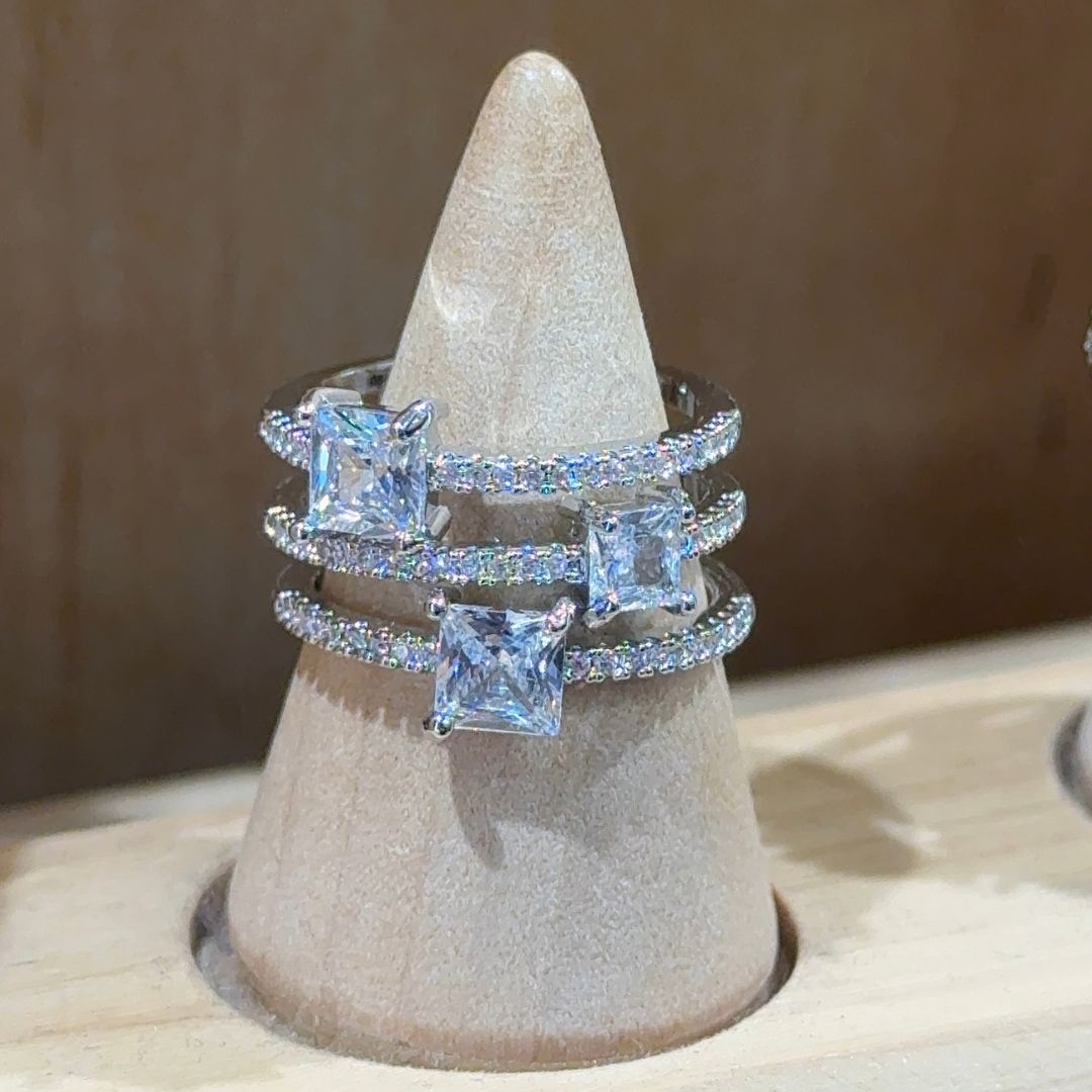 Triple Solitaire AD Adjustable Ring