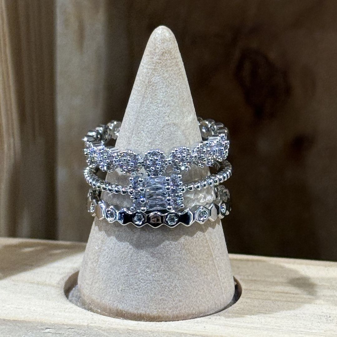 Royal Sparkle Silver Adjustable Ring