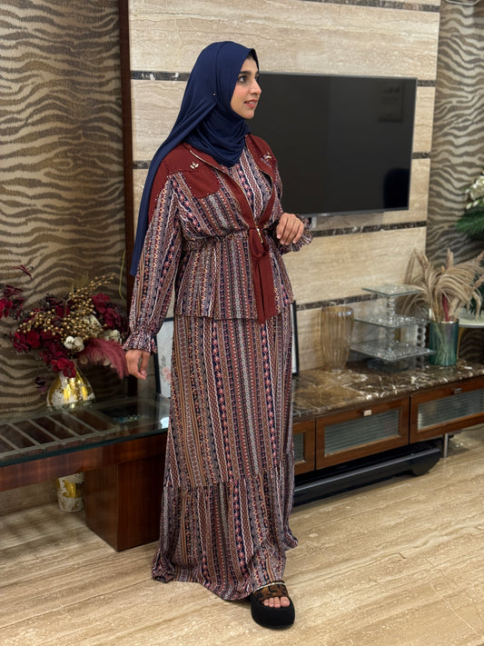 Boho Print 2-Piece Gown Set
