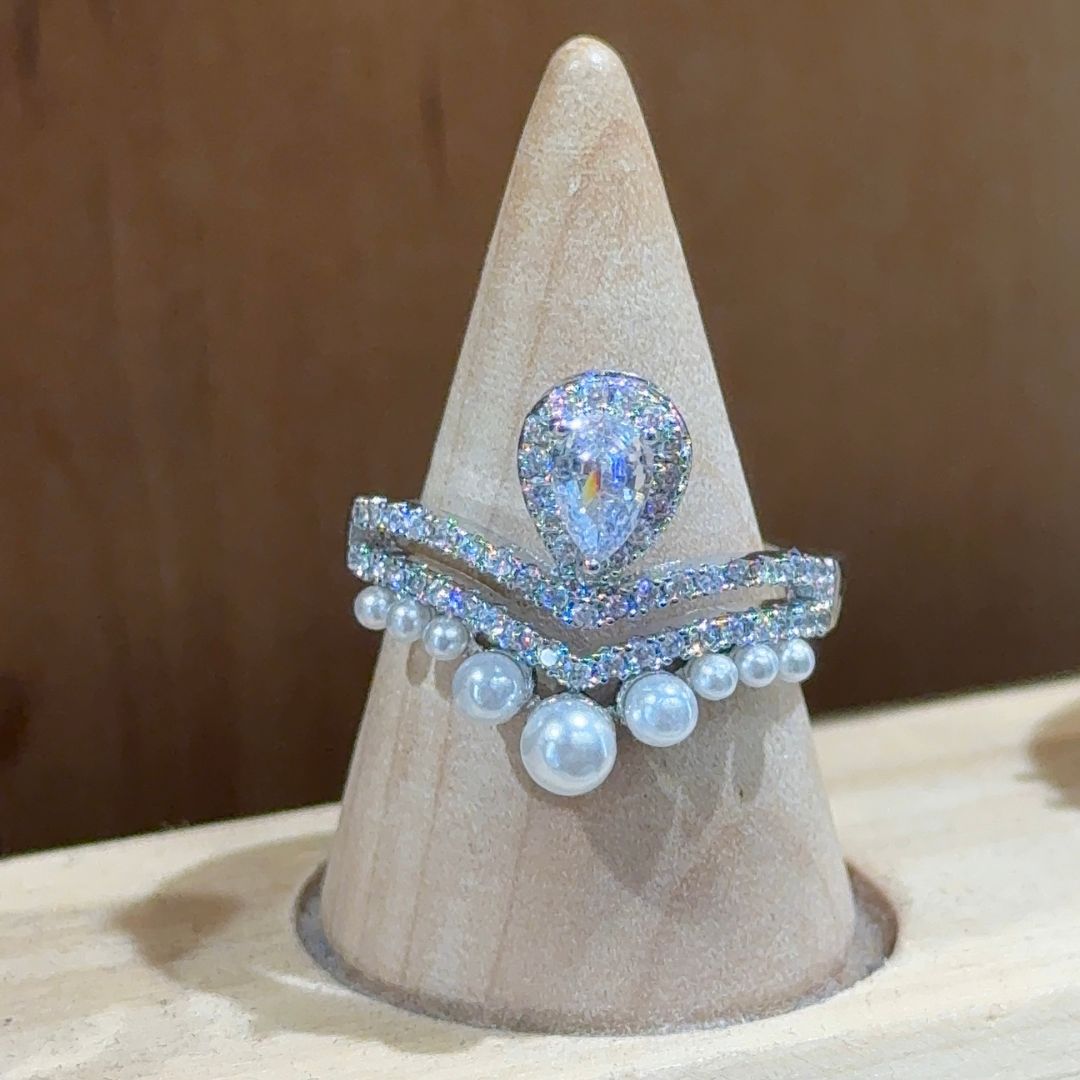 Pearl Crown Adjustable Ring