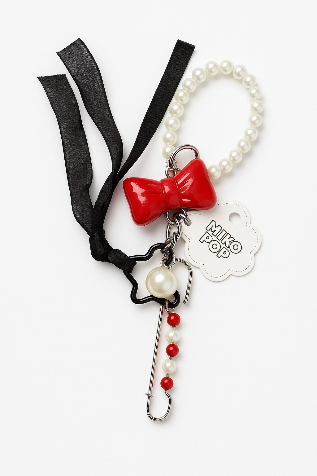 Red Bow Pearl Charm Keychain