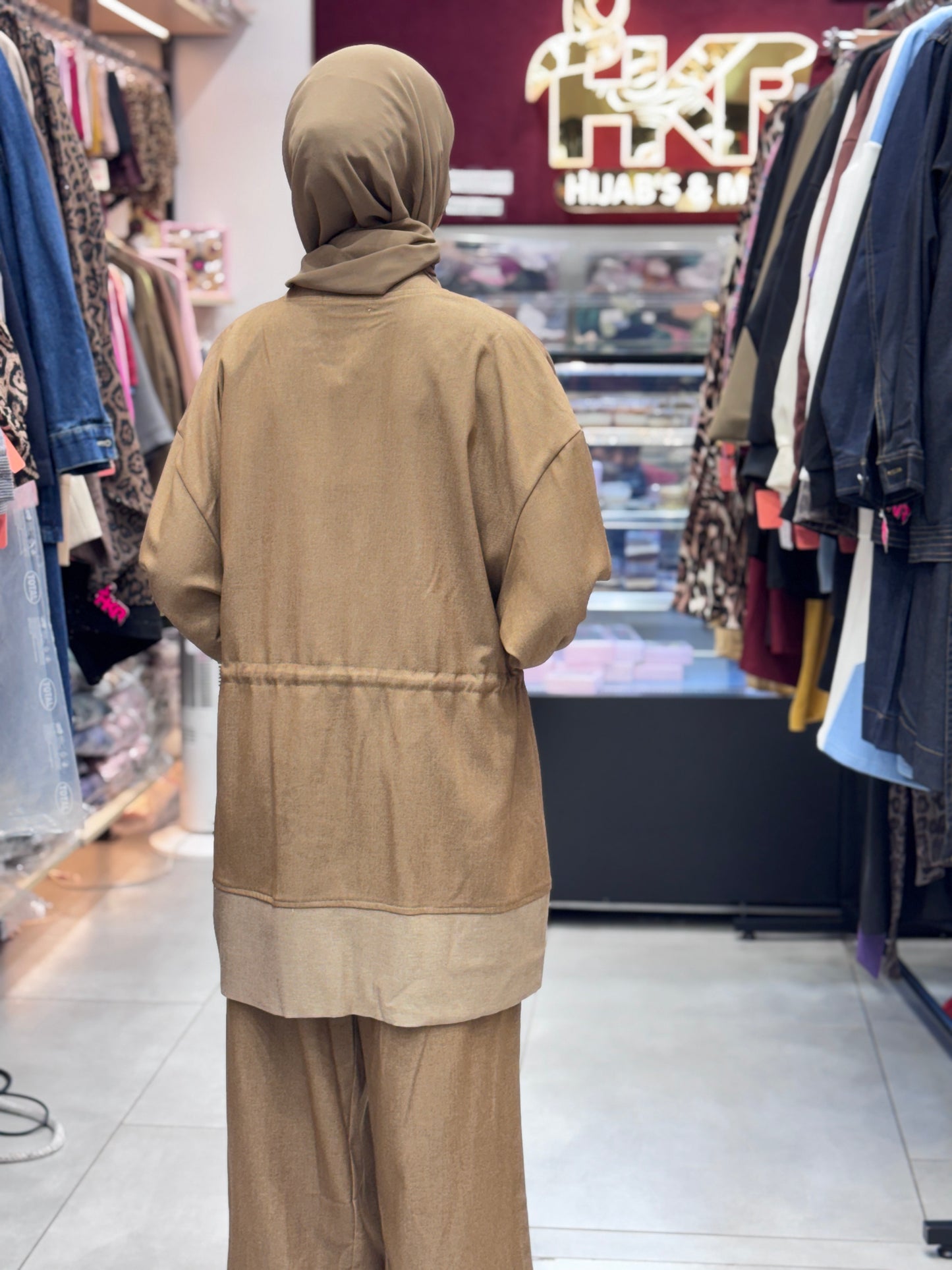 Upgrade your style with this elegant beige Turkish cord set, designed for modern modest fashion. Includes top, bottom, and matching hijab for a complete look.
Made from premium Turkish fabric for soft comfort and breathable wear, perfect for daily use and special occasions.
