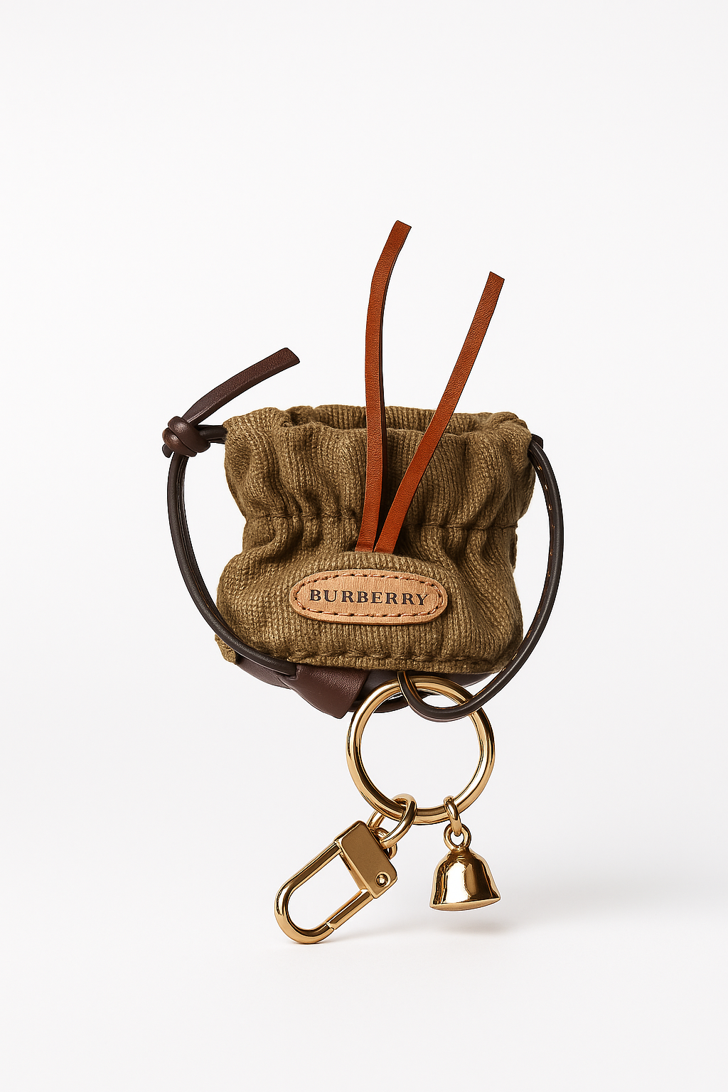 Olive Green Mini Drawstring Bag Keychain