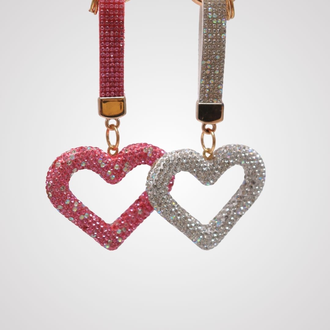 Twin Glitter Hearts Keychain