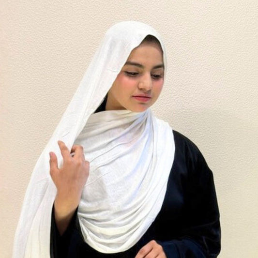 White Bamboo Jersey Hijab
Premium Soft Stretch Modest Scarf
Soft β’ Breathable β’ Elegant
Lightweight Comfort β’ Everyday Style
Effortless Elegance
