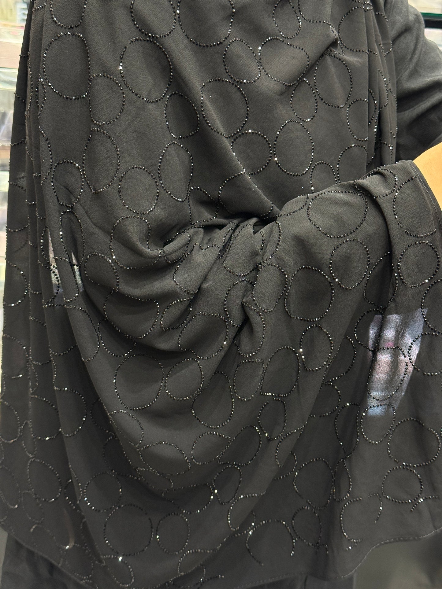 Georgette black stone hijab