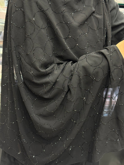 Georgette black stone hijab