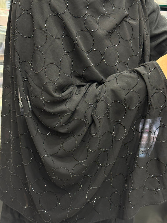 Georgette black stone hijab