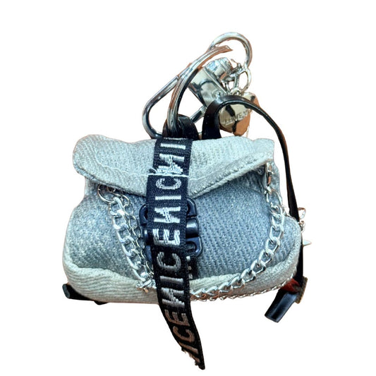Grey Mini Backpack Keychain