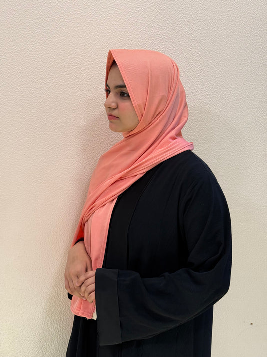 Lightweight blush pink jersey scarf for modest fashion and comfortable styling
