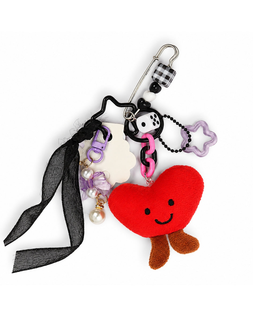 Red Bunny Plush Charm Keychain