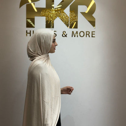 Champagne Beige No-Pin Jersey Hijab