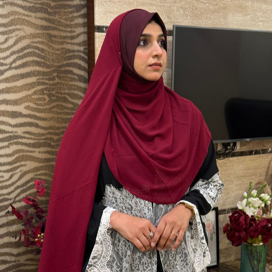 Instant Malaysian Georgette Maroon Hijab