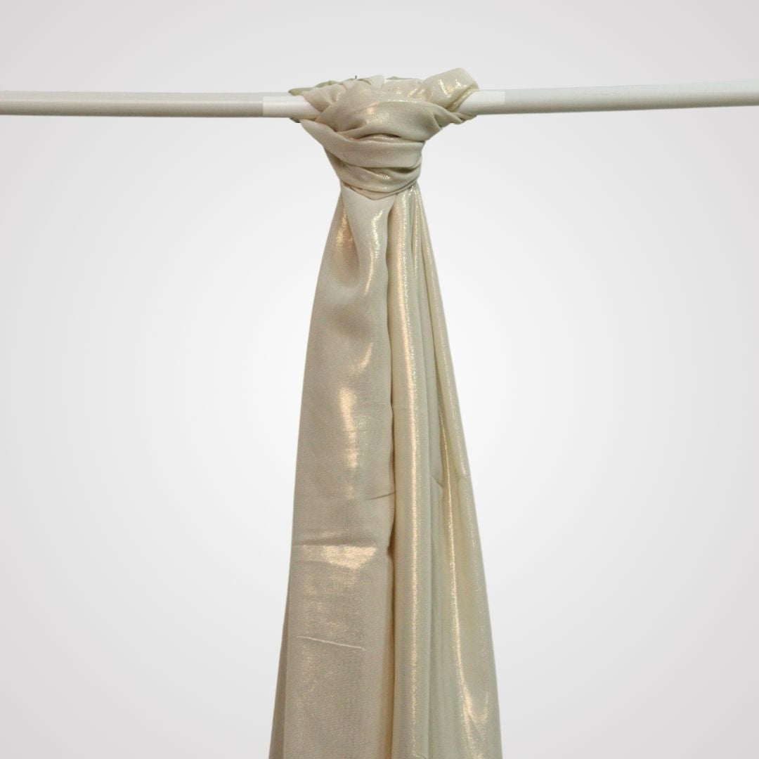 Mustard Brown shimmer satin hijab on display hanger