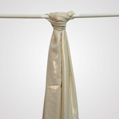 Mustard Brown shimmer satin hijab on display hanger