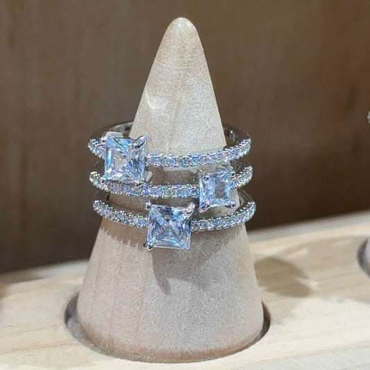 Triple Solitaire AD Adjustable Ring