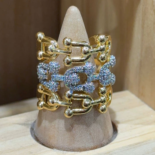 Luxury Triple Link  Adjustable Ring