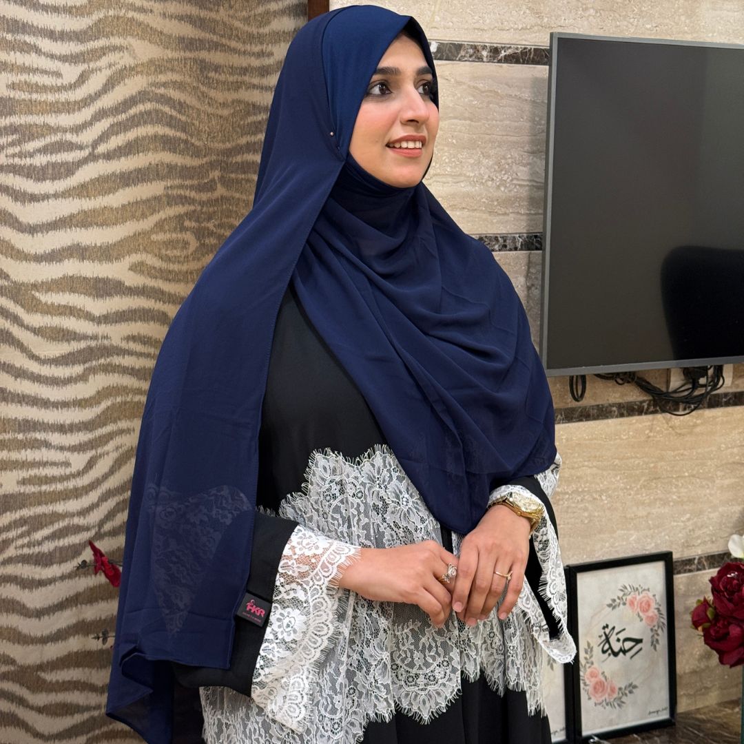 Instant Malaysian Georgette Dark Blue Hijab