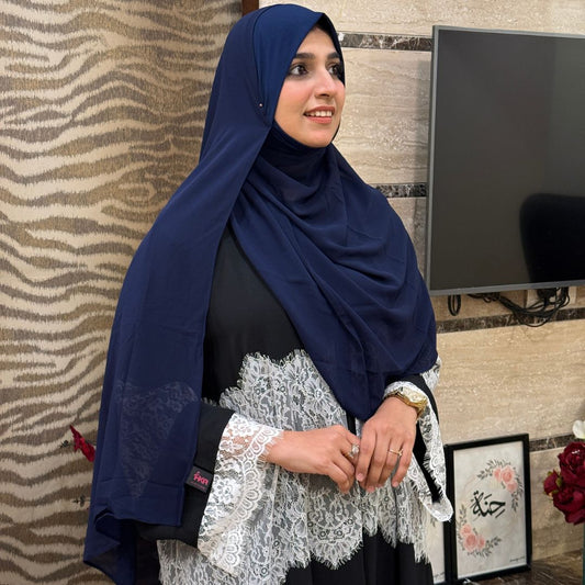 Instant Malaysian Georgette Dark Blue Hijab