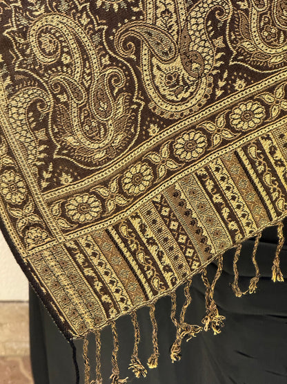Close view of Golden Premium Pashmina Shawl Soft • Elegant • Timeless Luxury Wrap for Women Effortless Sophistication