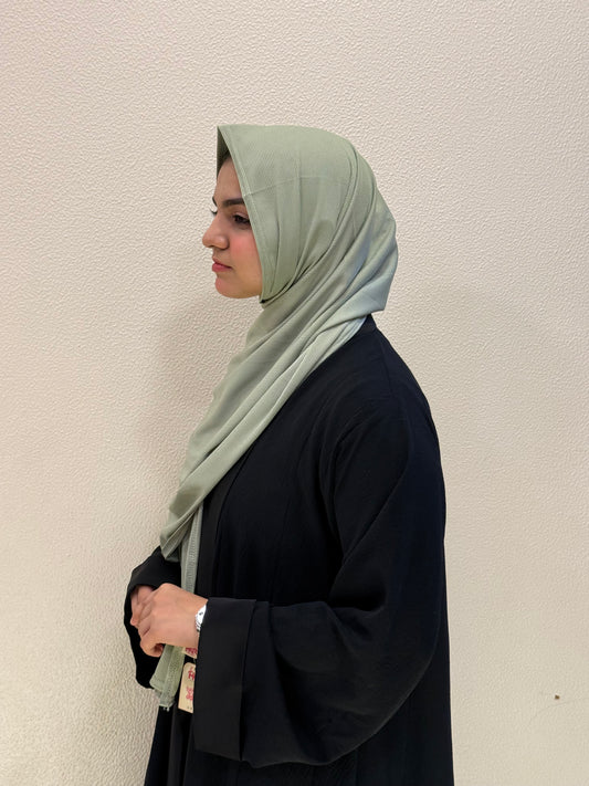Ribbed premium jersey hijab side profile with smooth stretch fabric