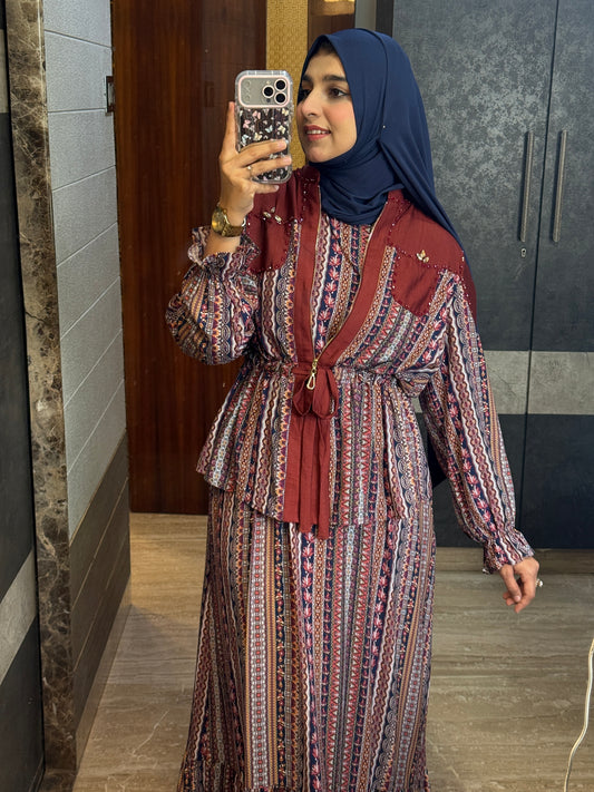 Boho Print 2-Piece Gown Set