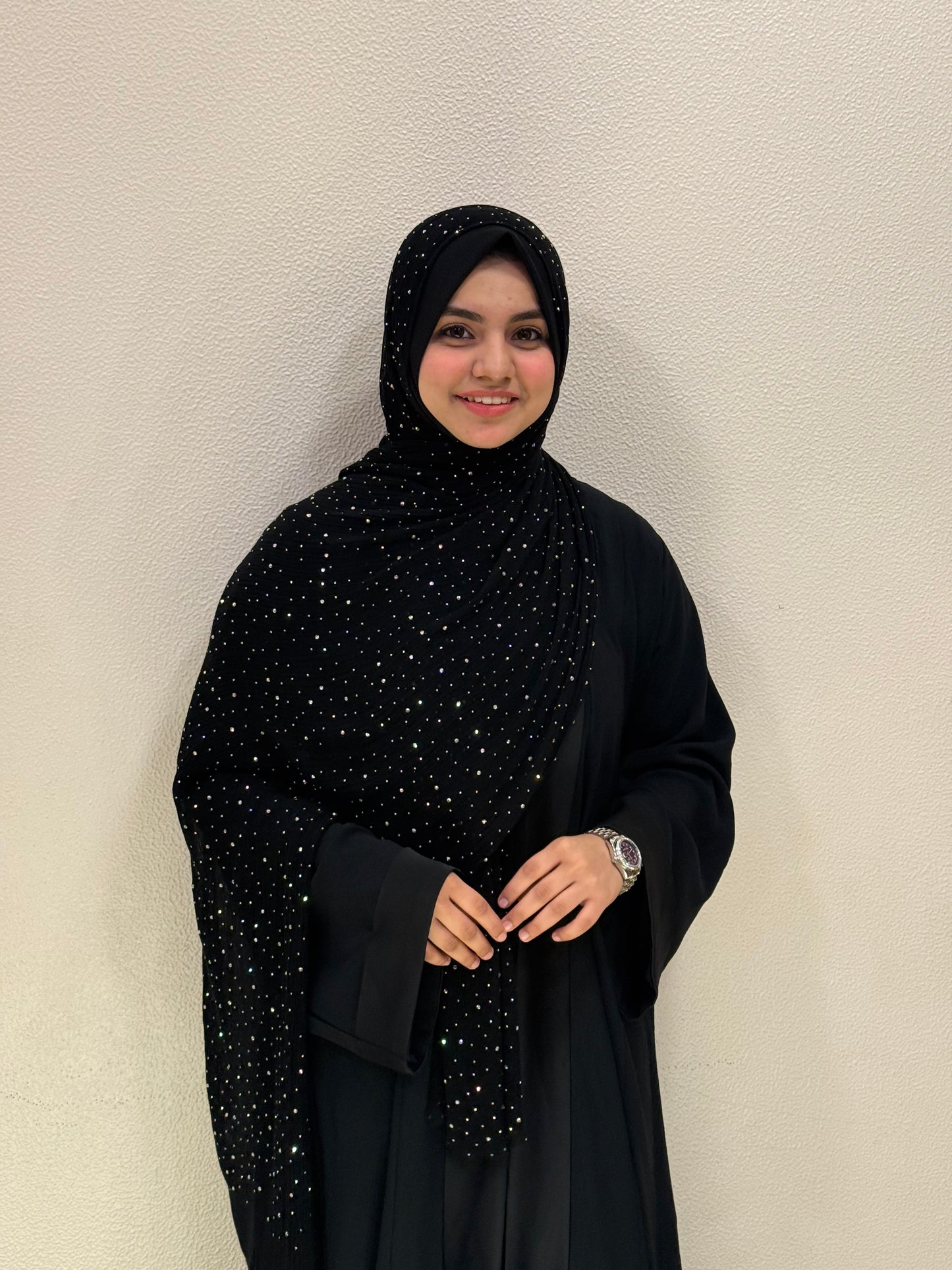 Black stone work hijab