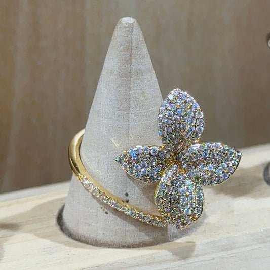 Golden Butterfly Bloom Adjustable Ring