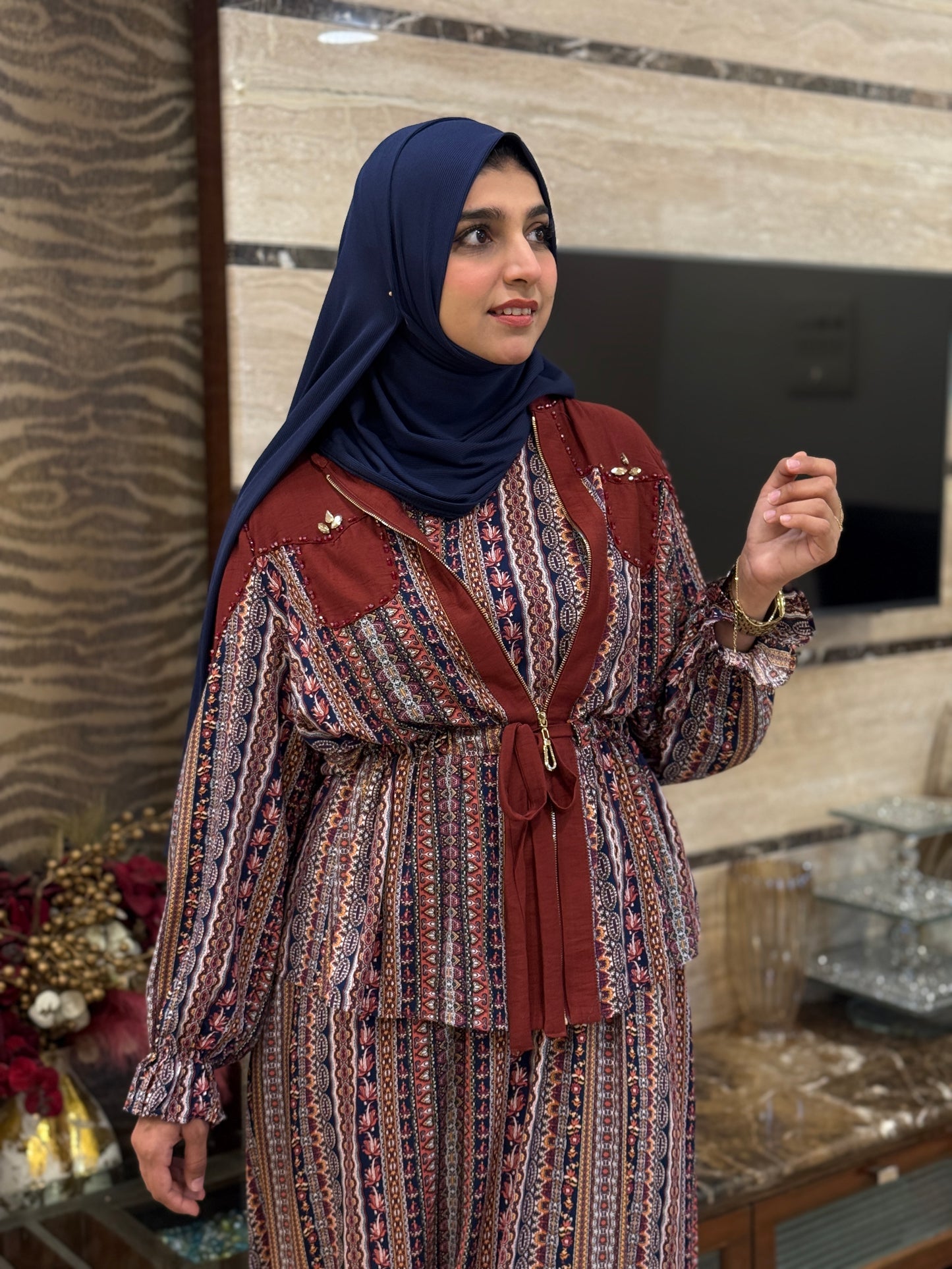 Boho Print 2-Piece Gown Set