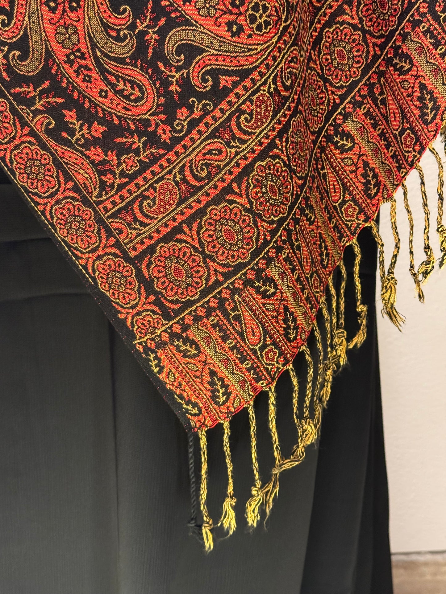 Close view of Soft Black Premium Pashmina Shawl Soft • Elegant • Timeless Luxury Wrap for Women Effortless Sophistication
