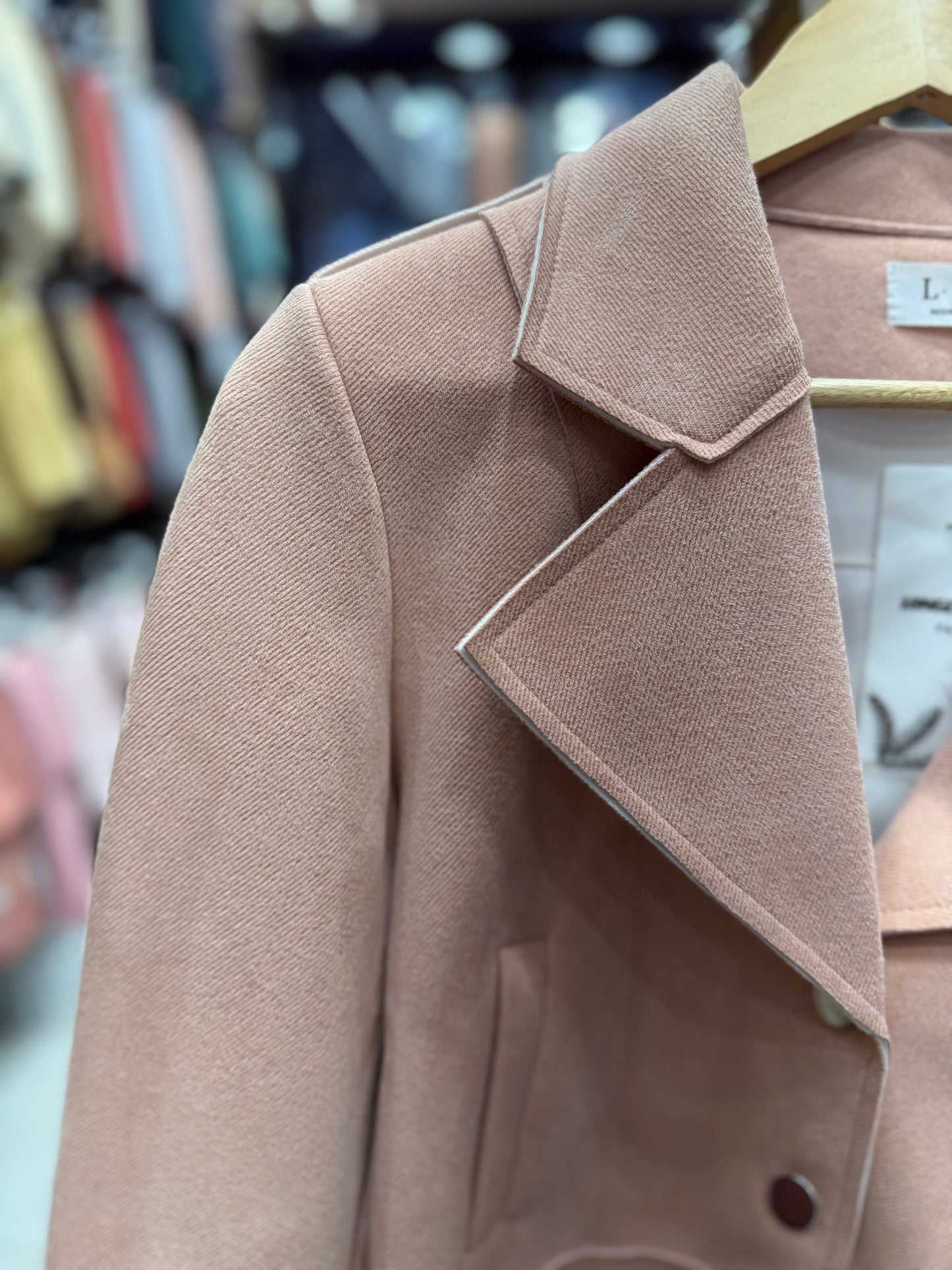Close view of Pink Jacket Elegant • Stylish • Modern Premium Casual Outerwear Effortless Sophistication