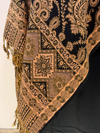 Close up view of Gold Shimmer Premium Pashmina Shawl Elegant Luxury Timeless Shimmer Modest Fashion Effortless Glamour