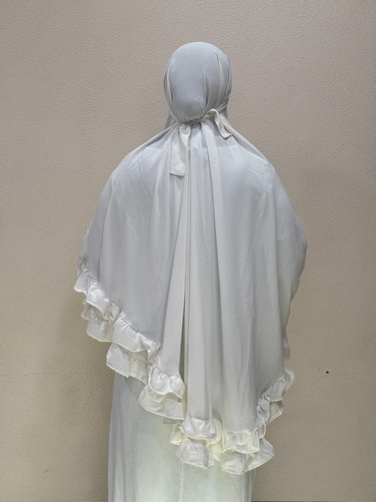 Jilbab with white abaya for umrah