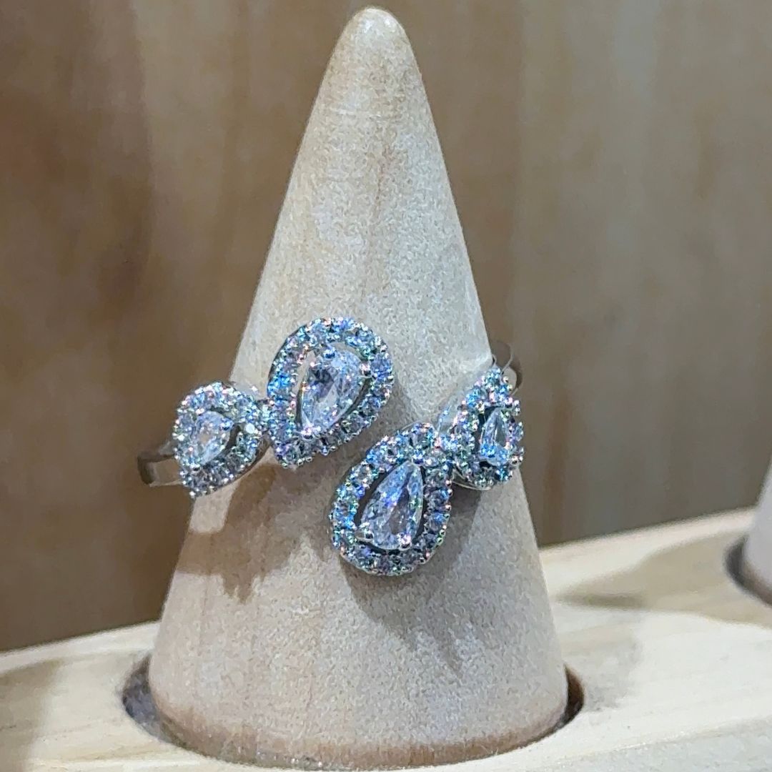 Twin Teardrop Adjustable Ring
