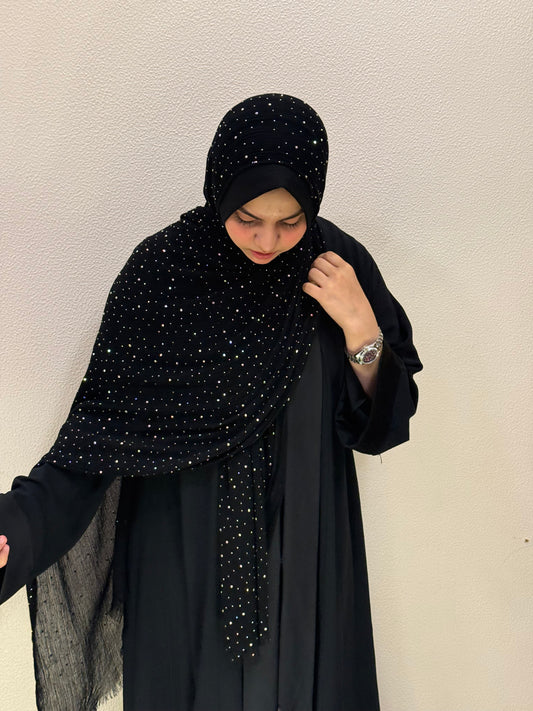 Black stone work hijab