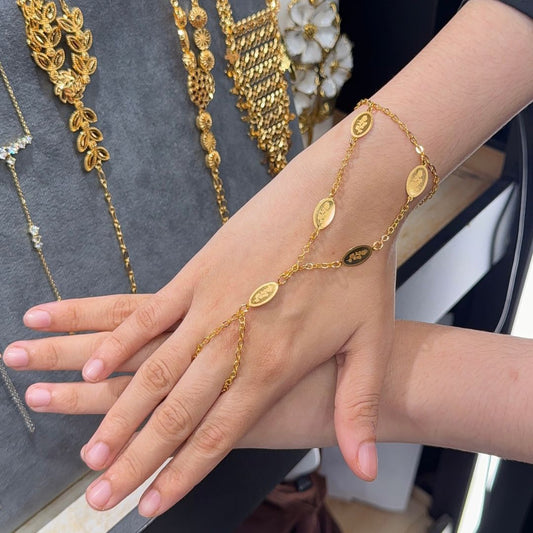 Coin style hand chain