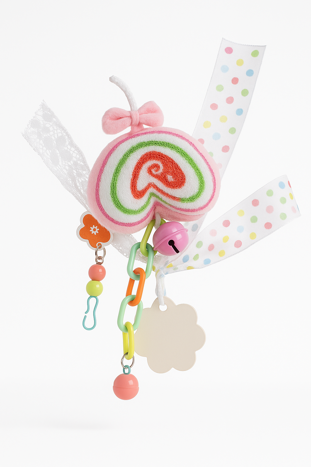 Pink Candy Swirl Charm Keychain