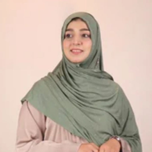 Stone Work Jersey Hijab (Green)