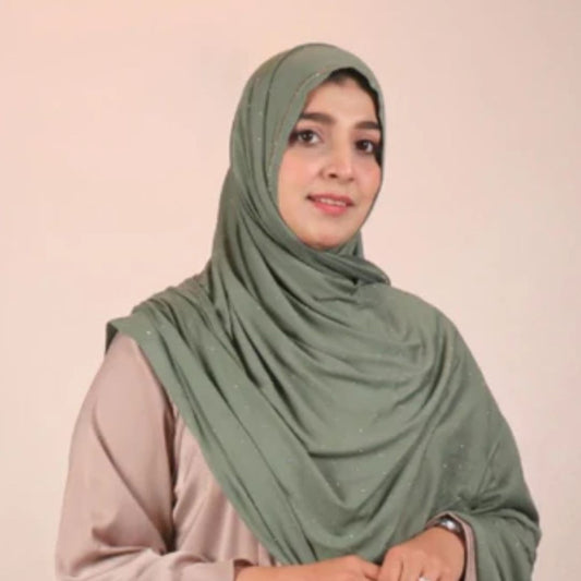 Stone Work Jersey Hijab (Green)