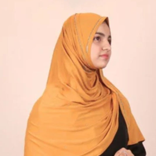 Stone Work Jersey Hijab (Mustard)