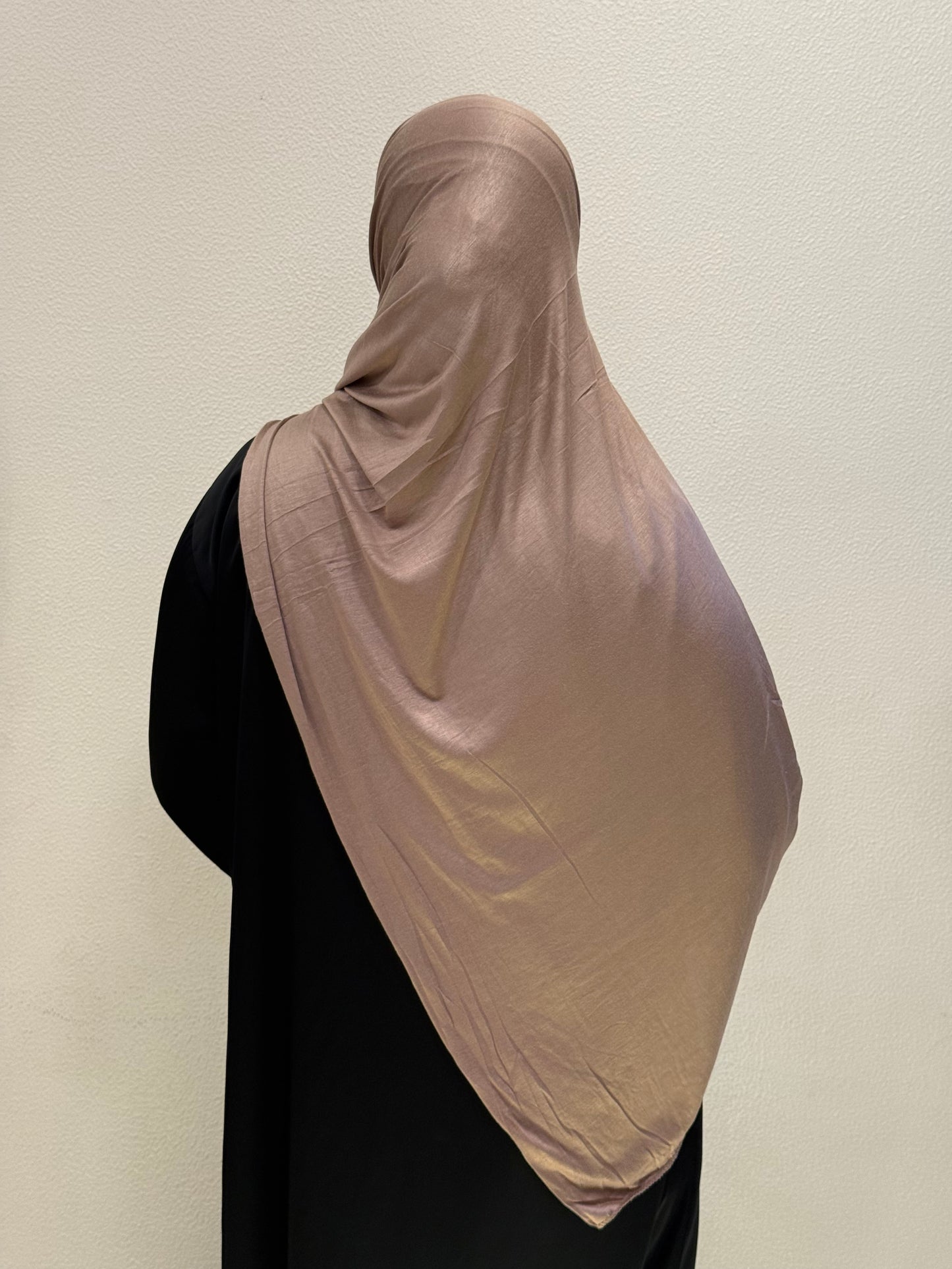 Back view of Beige Bamboo Jersey HijabPremium Soft Stretch Modest ScarfSoft • Breathable • ElegantLightweight Comfort • Everyday StyleEffortless Elegance
