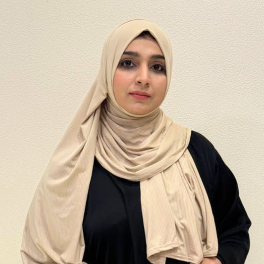 Beige Bamboo Jersey HijabPremium Soft Stretch Modest ScarfSoft • Breathable • ElegantLightweight Comfort • Everyday StyleEffortless Elegance