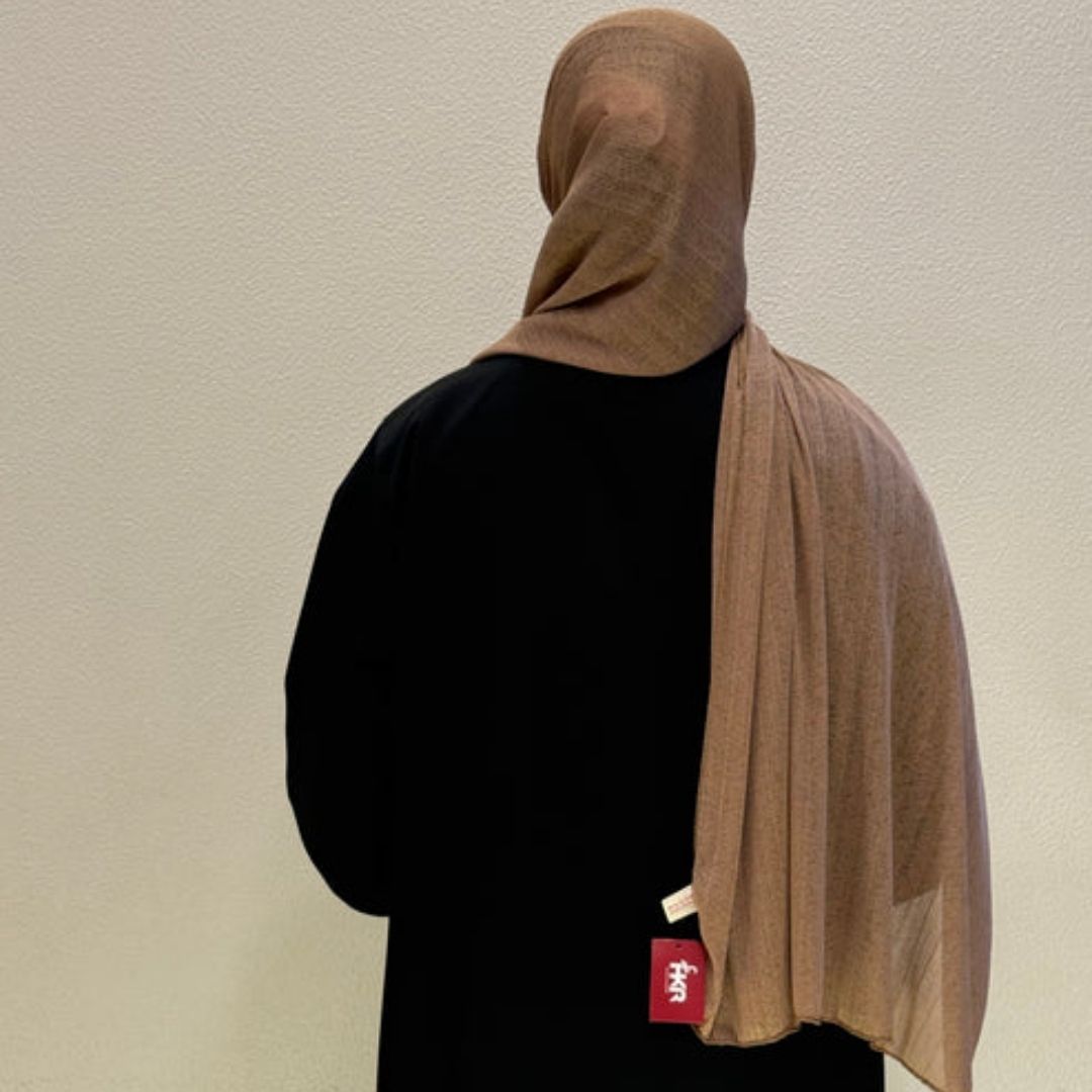 Back view of Brown Corn Jersey HijabPremium Soft Stretch Modest ScarfSoft • Breathable • ElegantLightweight Comfort • Everyday StyleEffortless Elegance