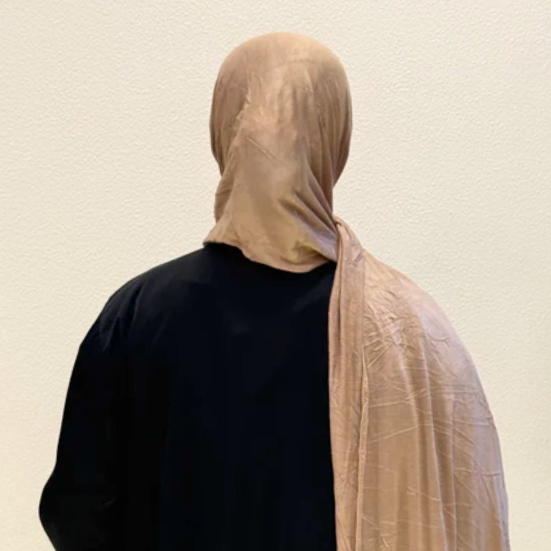 Back view of Dark Brown Bamboo Jersey HijabPremium Soft Stretch Modest ScarfSoft • Breathable • ElegantLightweight Comfort • Everyday StyleEffortless Elegance