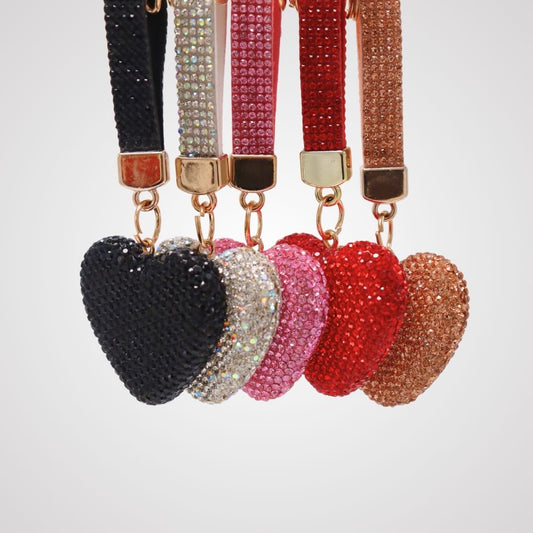 Glitter Heart Charms Keychain