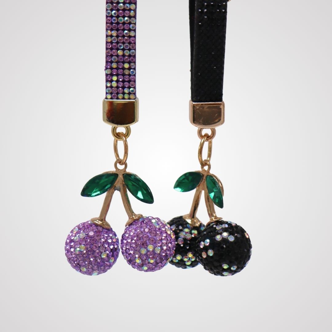 Twin Cherry Glitter Dangles Keychain