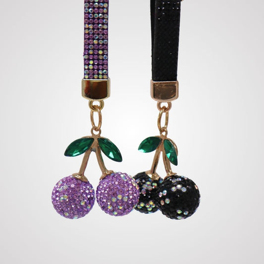 Twin Cherry Glitter Dangles Keychain