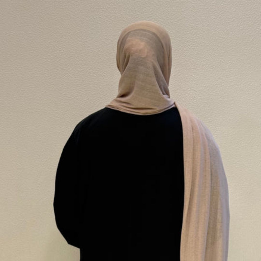 Back view if Peach Corn Jersey HijabPremium Soft Stretch Modest ScarfSoft • Breathable • ElegantLightweight Comfort • Everyday StyleEffortless Elegance